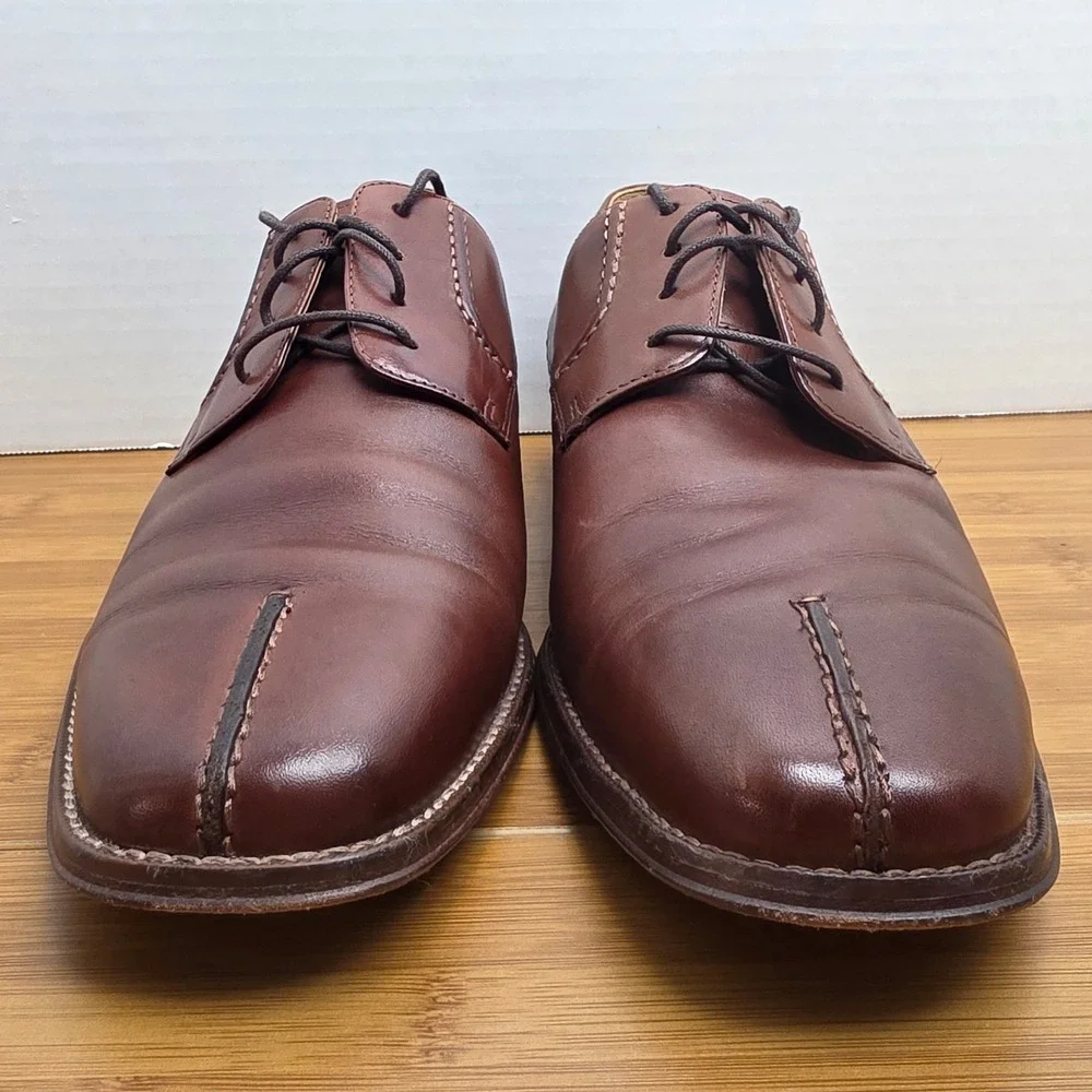 Brass Boots Mens Brown Leather Split Toe Derby Dress Shoes 9.5M 93376-221